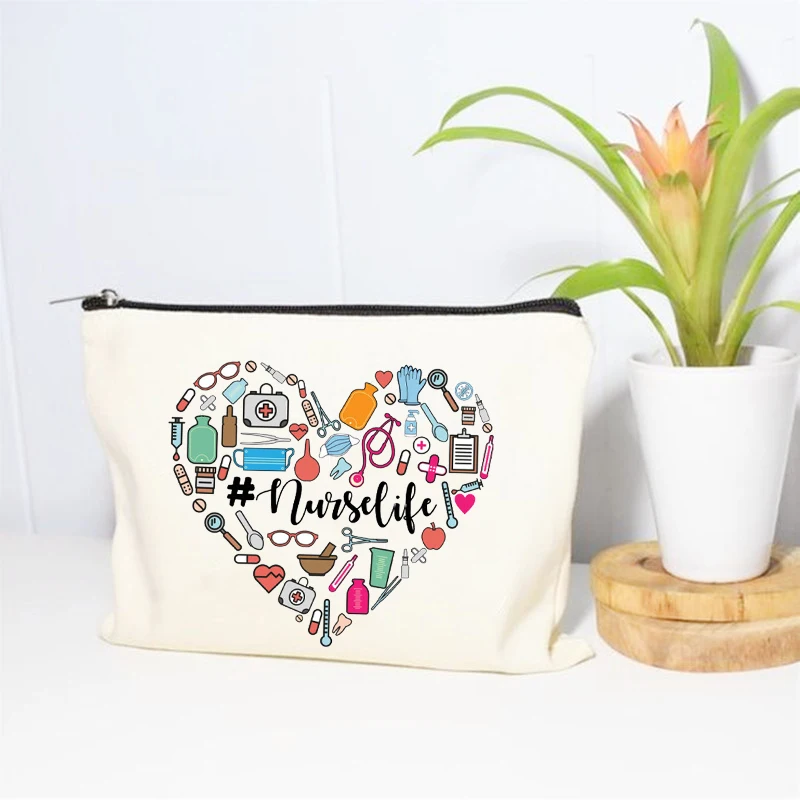 Hot Sale Nurse ECG Printing Makeup Bag Toiletry Bags Gifts Women Cosmetic Bags Casual Travel Portable Storage Pouches Handbags