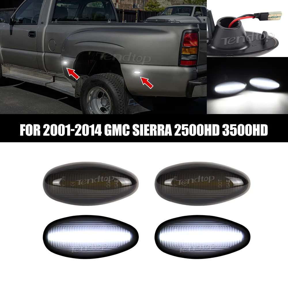 

4pcs For Chevrolet Silverado GMC Sierra 2500HD 3500HD 2001-2014 LED Rear Wheel Bed Side Marker Light