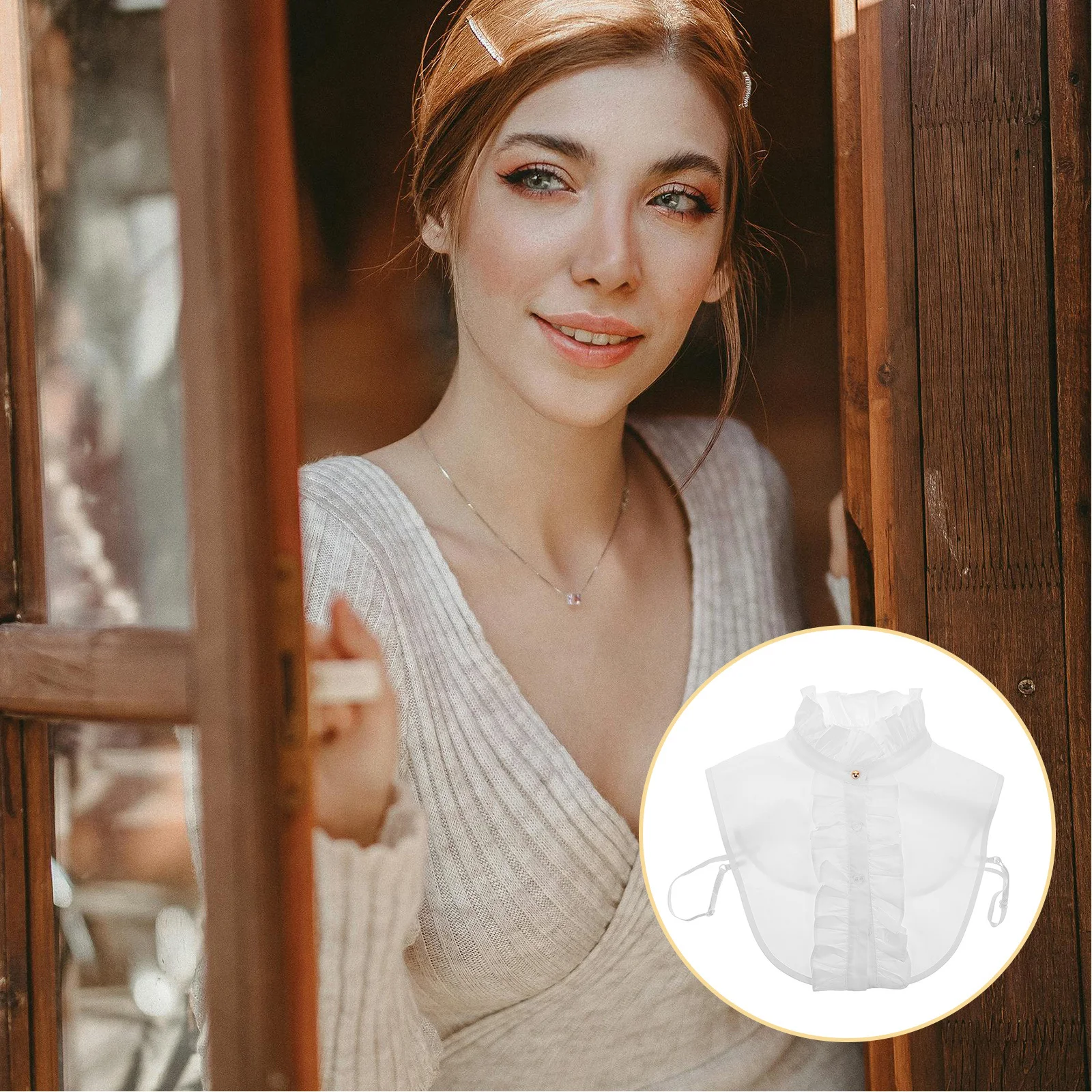 

Vintage Ruffle Pleated Fake Collar Detachable Layered Tulle Neck Accessory For Women White Lace Shirt Dickey
