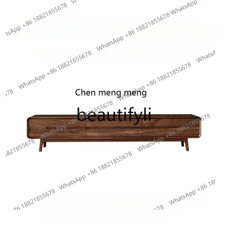 

182Q North American black walnut solid wood TV cabinet Nordic simple locker living room creativity
