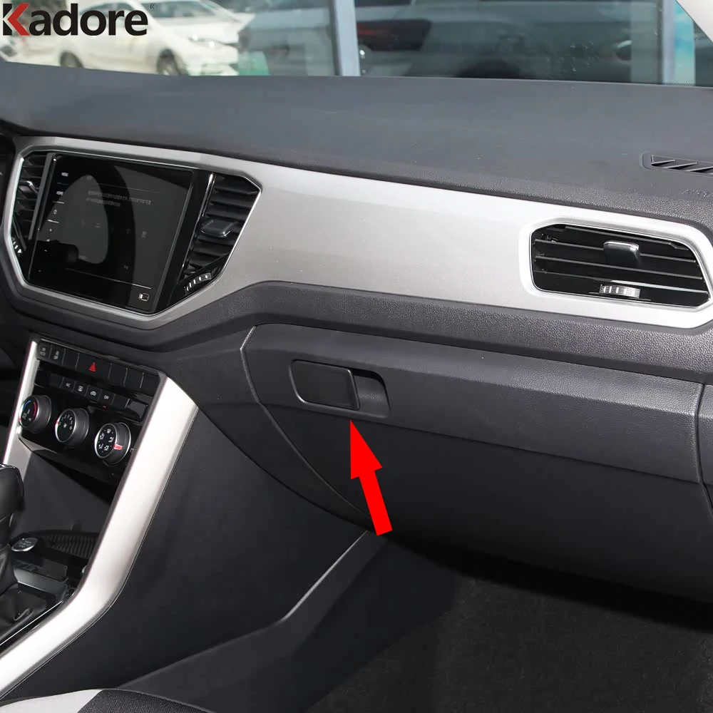 Car Glove Storage Box Handle Cover Trim For Volkswagen VW T-Roc TROC 2017 2018 2019 2020 2021 2022 Steel Interior Aceessories