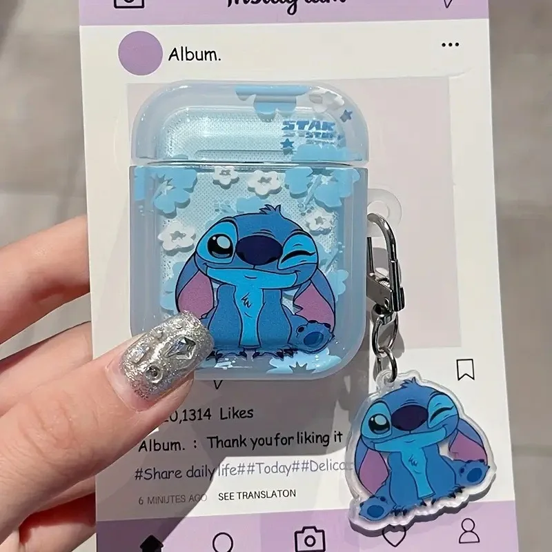 

Cute Cartoon Earphone Case Suitable for AirPods 4 1 2 3 Pro Wireless Bluetooth Earphones Soft TPU Protective Case, with Keychain