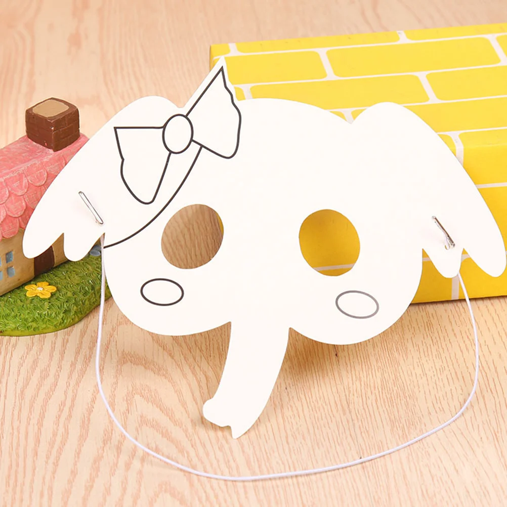 

24Pcs Animal Craft Masks Children DIY Color Cosplay Party Paper Mask Set Dog Owl Bee Elephant Rabbit White Mask