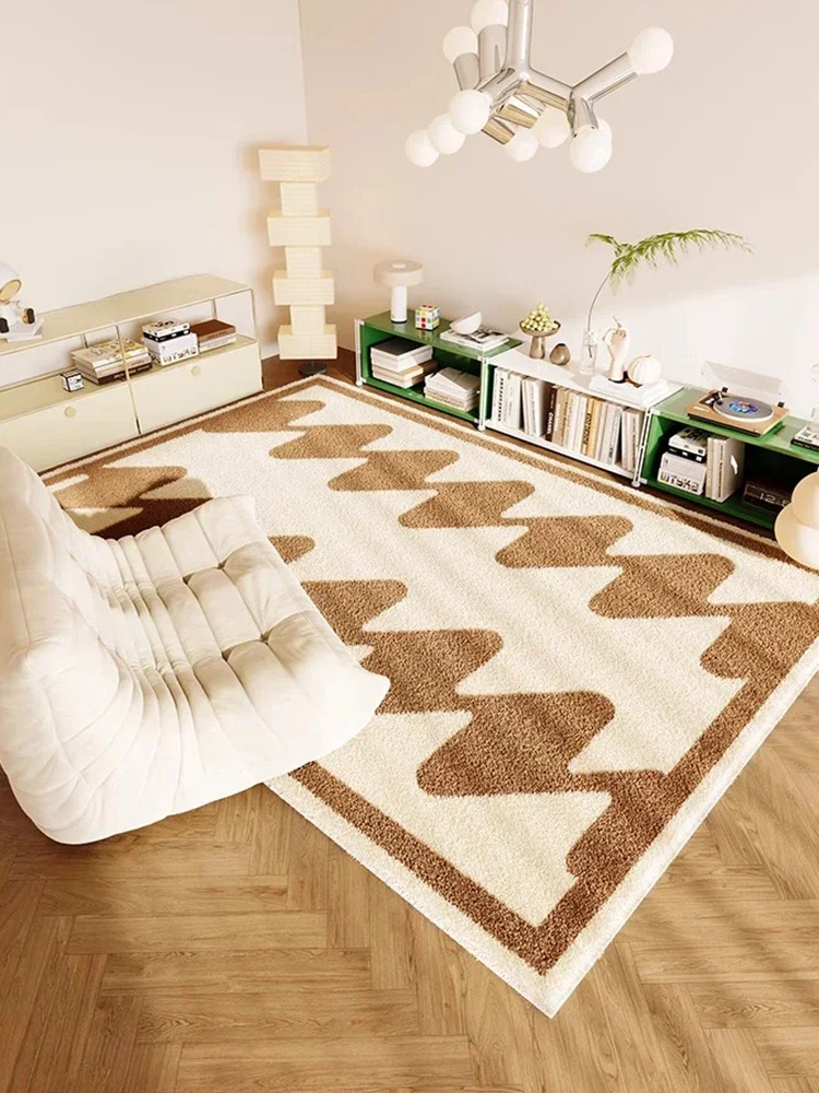 

Художественный коврик в витой полоску для гостиной, спальни, современный текстурированный дизайн, мягкий нескользящий напольный коврик