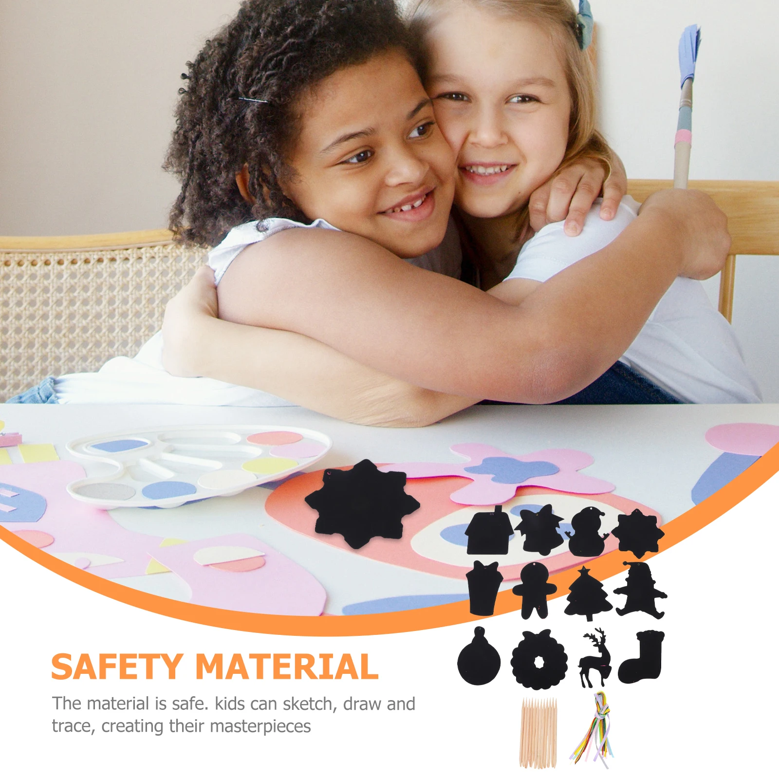 1 set Set di carta antigraffio natalizia Attività artigianale per bambini Raschiare fogli artistici Bomboniere natalizie Stilo in legno incluso Creativo