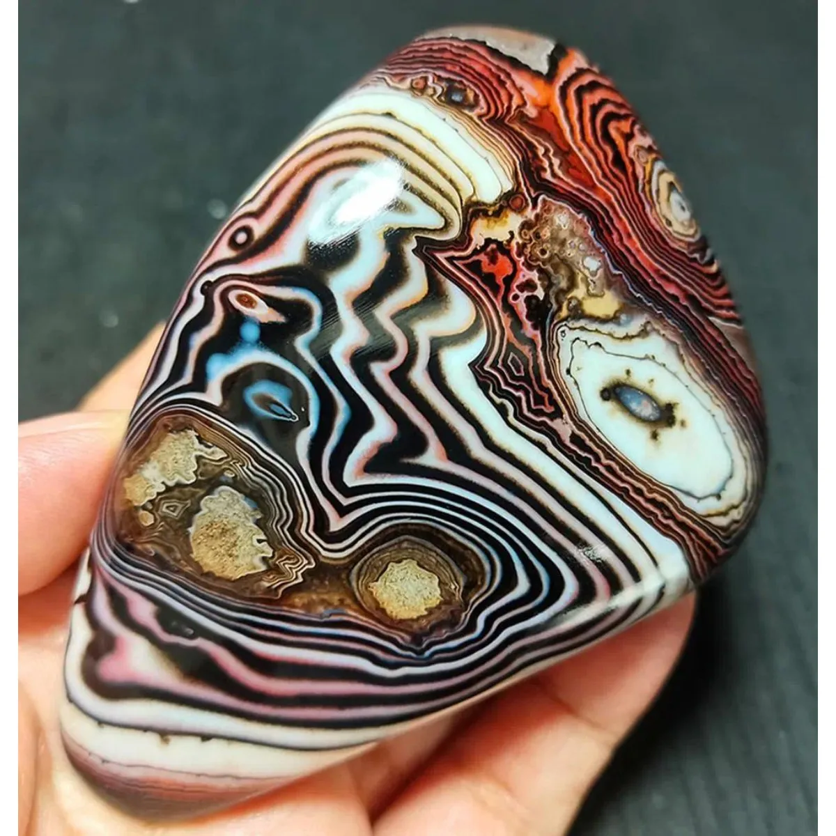Natural Banded Agate Jade Tone, Polished Tumbled, Multi Color, Mineral Specimen, Crystal Collection, Table Display, Desk Decor