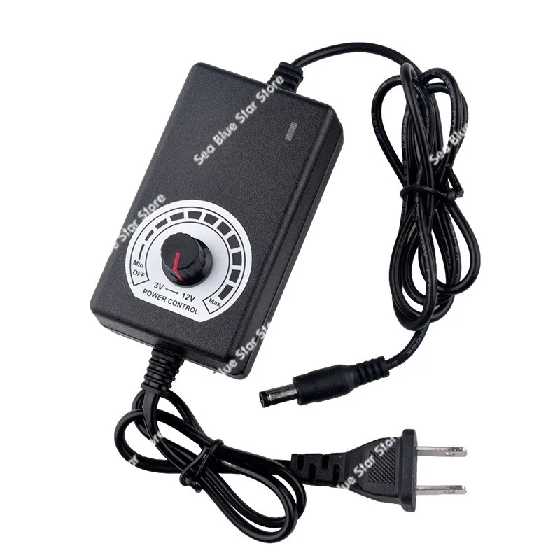 Adjustable voltage power supply 3-12V2A motor motor blower, with speed regulation and temperature regulation dimming adapter