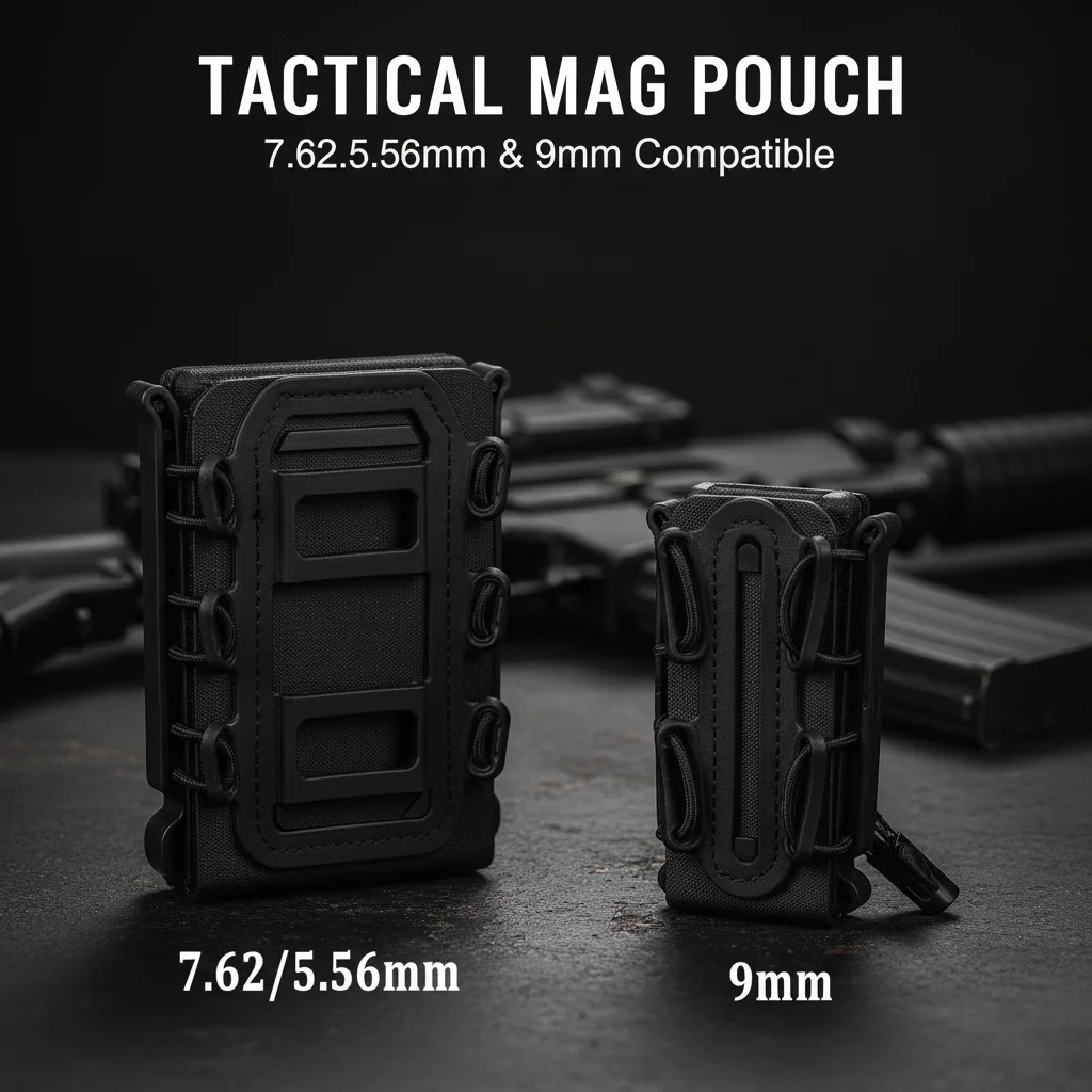 Tactical Mag Pouch for 7.62/5.56mm & 9mm Magazines - Quick Draw Universal Pistol Rifle Magazine Holder for MOLLE System