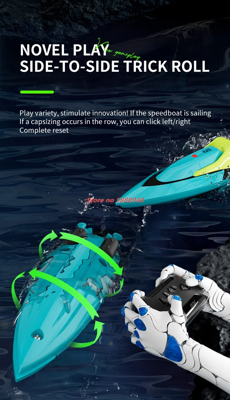 2.4G RC SpeedBoat 10km/h High Speed Boat Radio Remote Controlled Ship Dual Motor Electric Racing Speedboat Summer Water Pool Toy