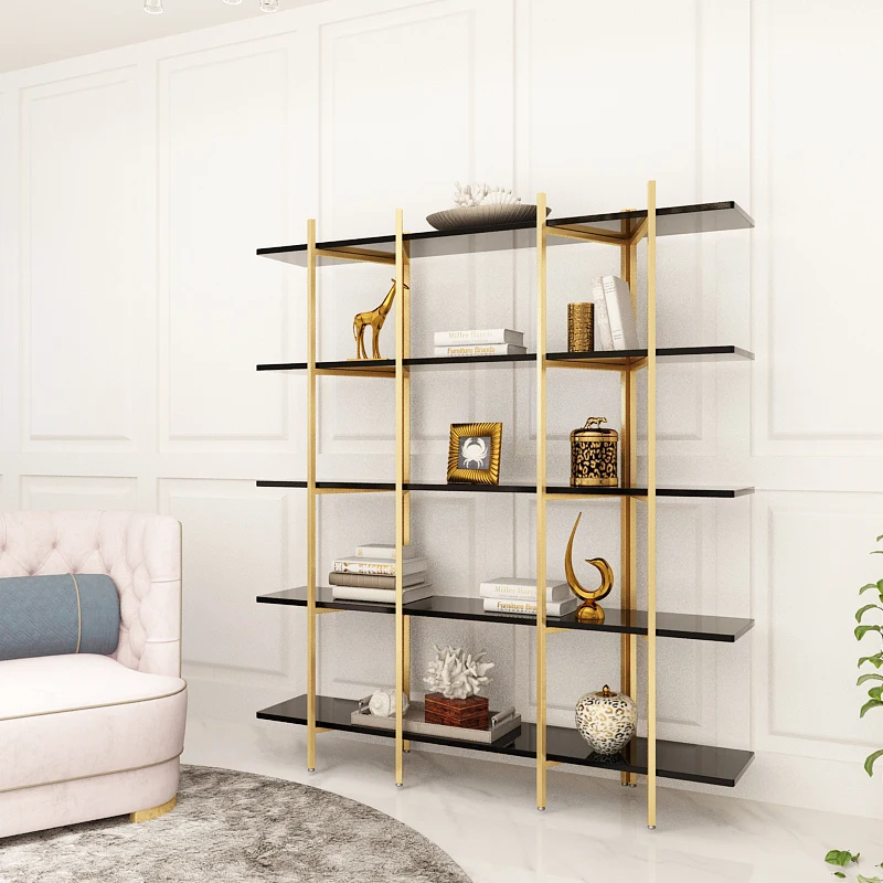 Rack gold wrought iron living room storage rack multi-floor partition shelf bookshelf display rack