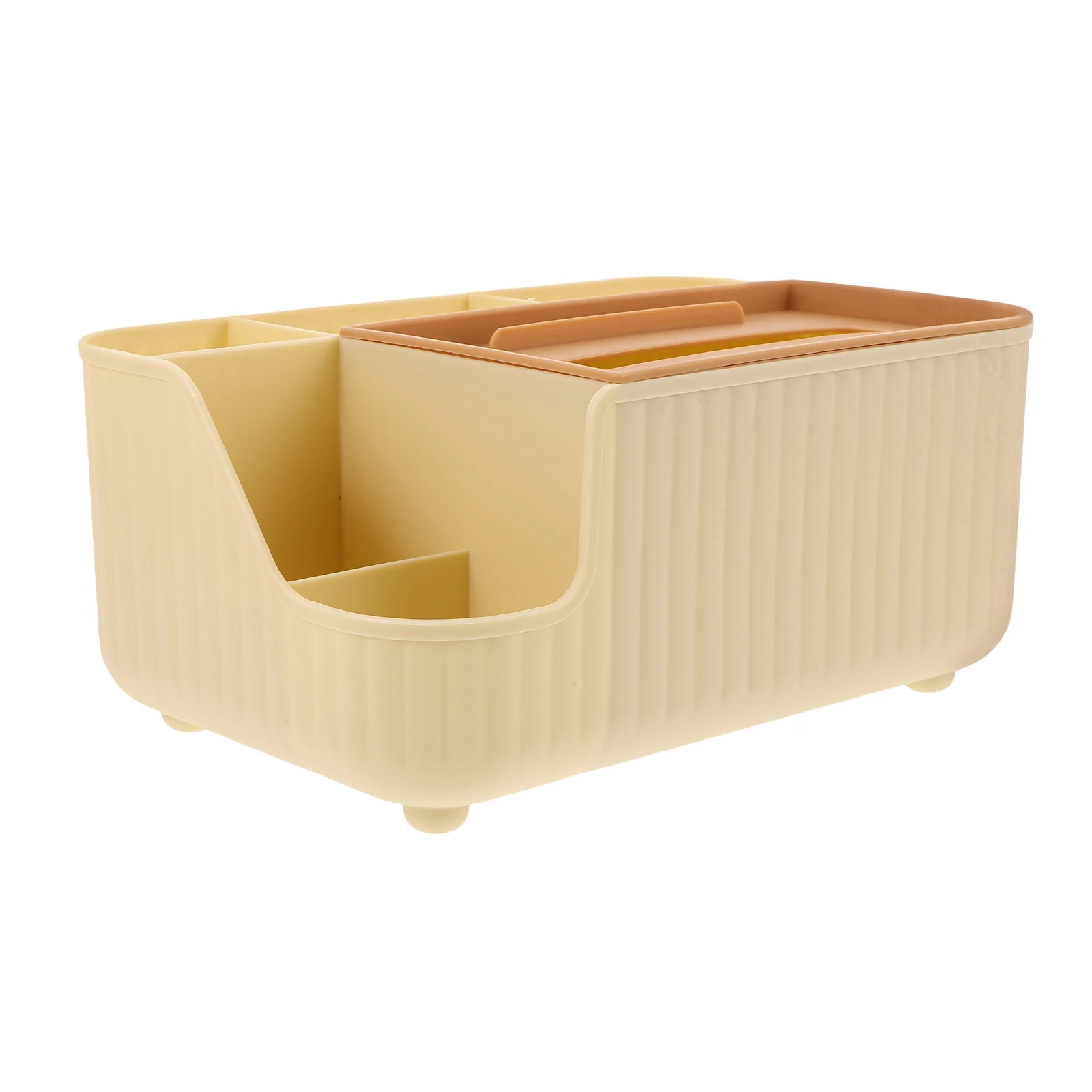 

Multifunctional Storage Box Desk Organizer Remote Control Tray Tissue Holder Media Compartment Plastic Rectangle Bedroom Living