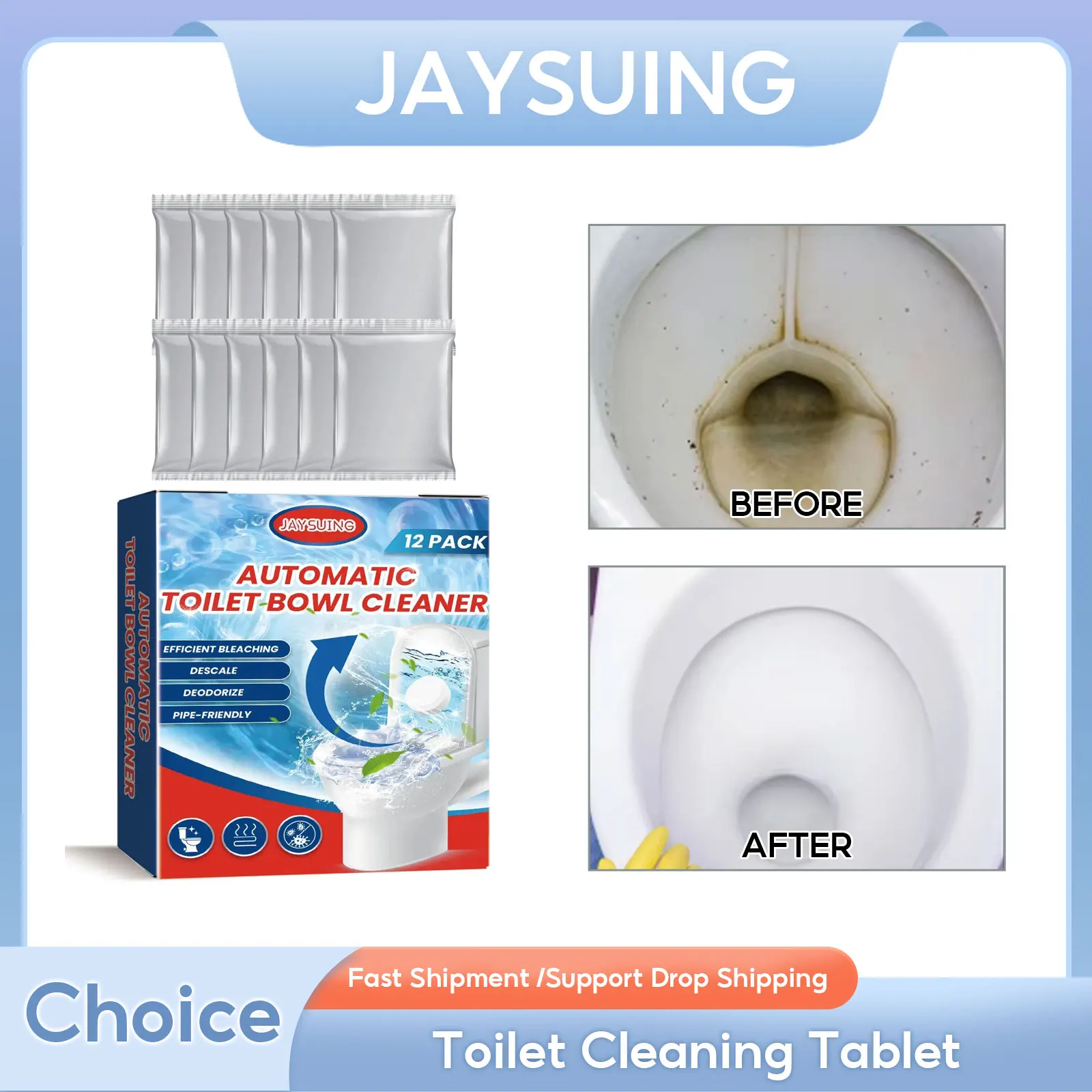 

Toilet Cleaning Tablet Effervescent Household Descaling Deodorizing Odor Stains Toilet Stain Remover Automatic Cleaning Tool