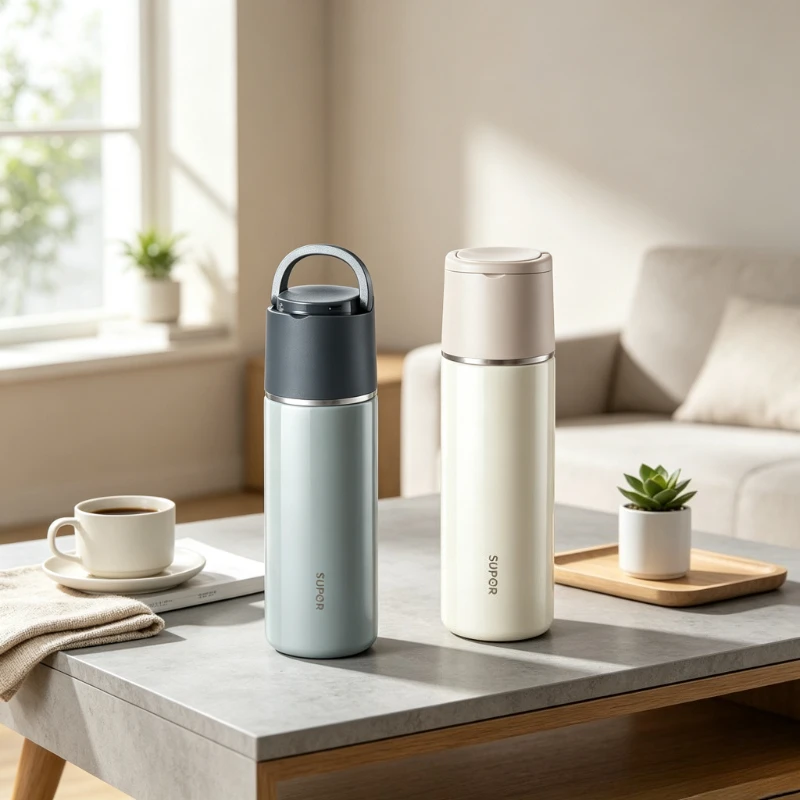 Insulated Water Bottle 316L Stainless Steel Leakproof Vacuum Flask with Handle for School Office Travel Daily Carry Use 보온병