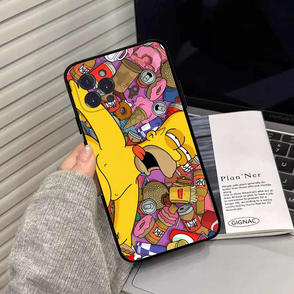 Capa de silicone macia para iPhone, Capa dos desenhos animados, S-Simpson, iPhone 15, 14, 13, 12, 11 Pro Mini, XS MAX, 8, 7, 6 Plus, X, XS, XR