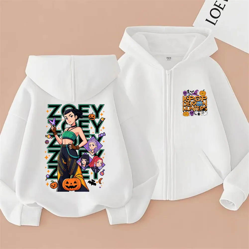

Kpop Demon Hunters Zoey Graphic Zipper Hoodie Men Women Christmas Halloween Sytle Zip Up Jacket Male Vintage Oversized Hoodies