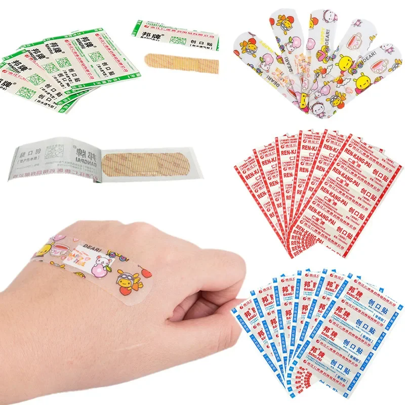 100pcs/set Band Aid Breathable Plasters for First Aid Adhesive Bandages Finger Wound Dressing Patch Mergency Woundplast