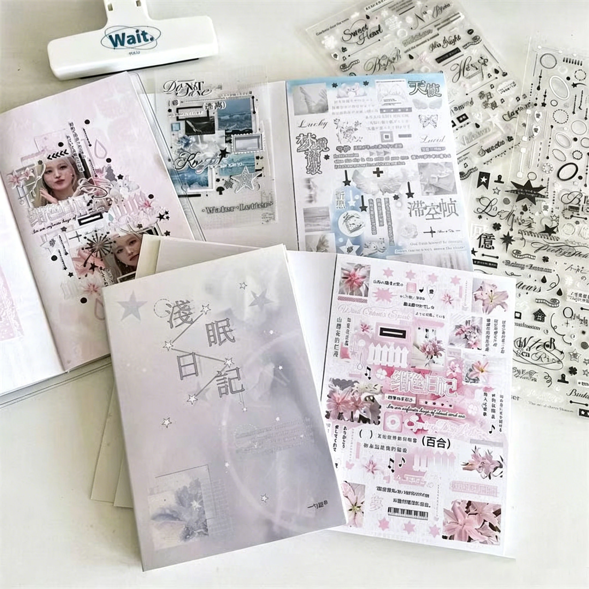 Kawaii 32 Sticker Book Light Sleep Diary Sticker Book Touch Film Bright Film Mixed Sticker This Deco Cutting Film Sticker Gift