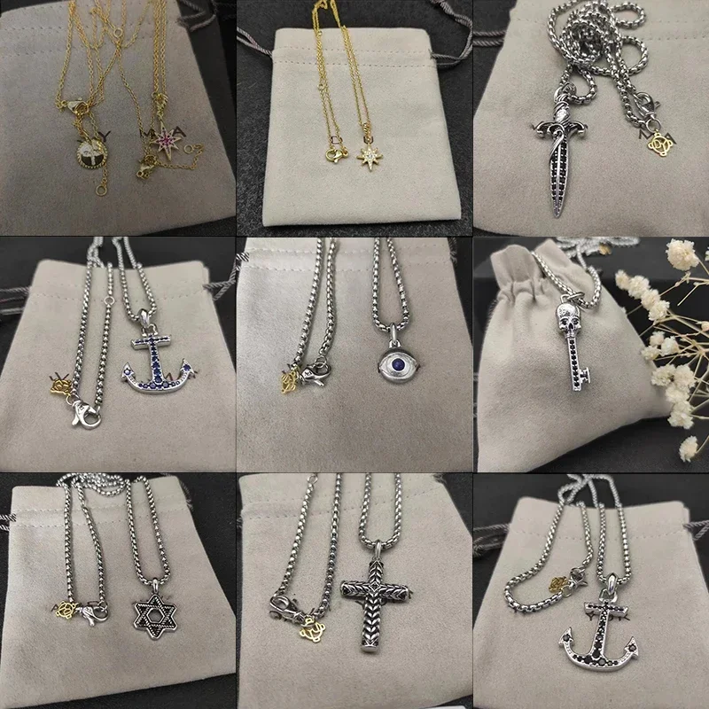 High Quality Stylish 925 Silver Dy Jewelry Boat Anchor & Shield Pendant Necklace For Party Wear With Everyday Wear