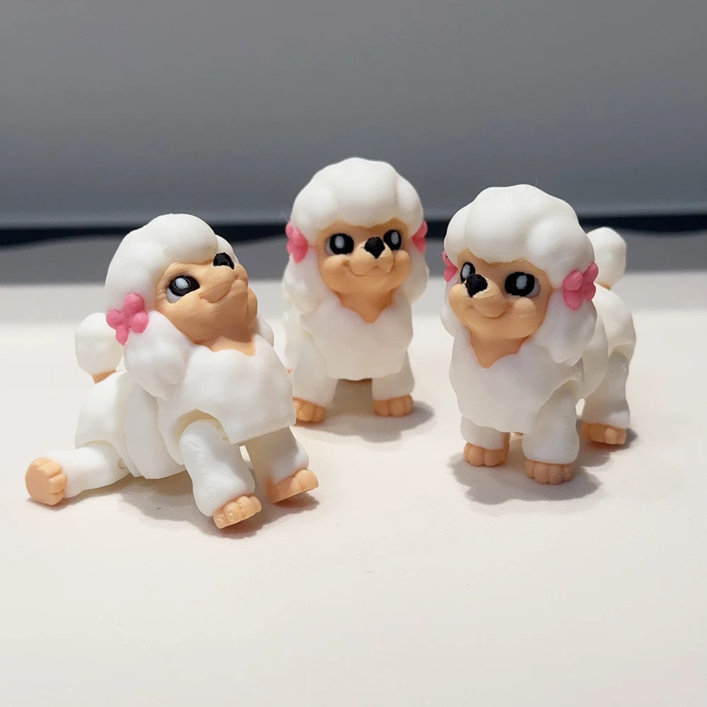 3d Printed Cute And Silly Bow And Poodle Model Plastic Ornament Desktop Decoration Sculpture Ornament Holiday Gift