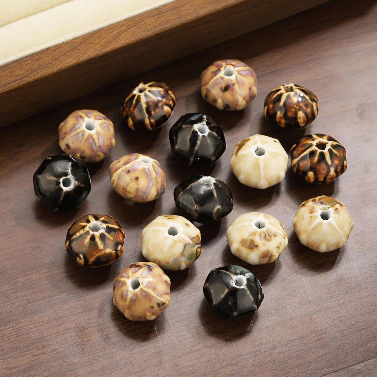 10pcs Ball Spot Ceramic Loose Beads Round Porcelain Beading for Jewelry Making DIY Charm Bracelet Necklace Accessories Wholesale
