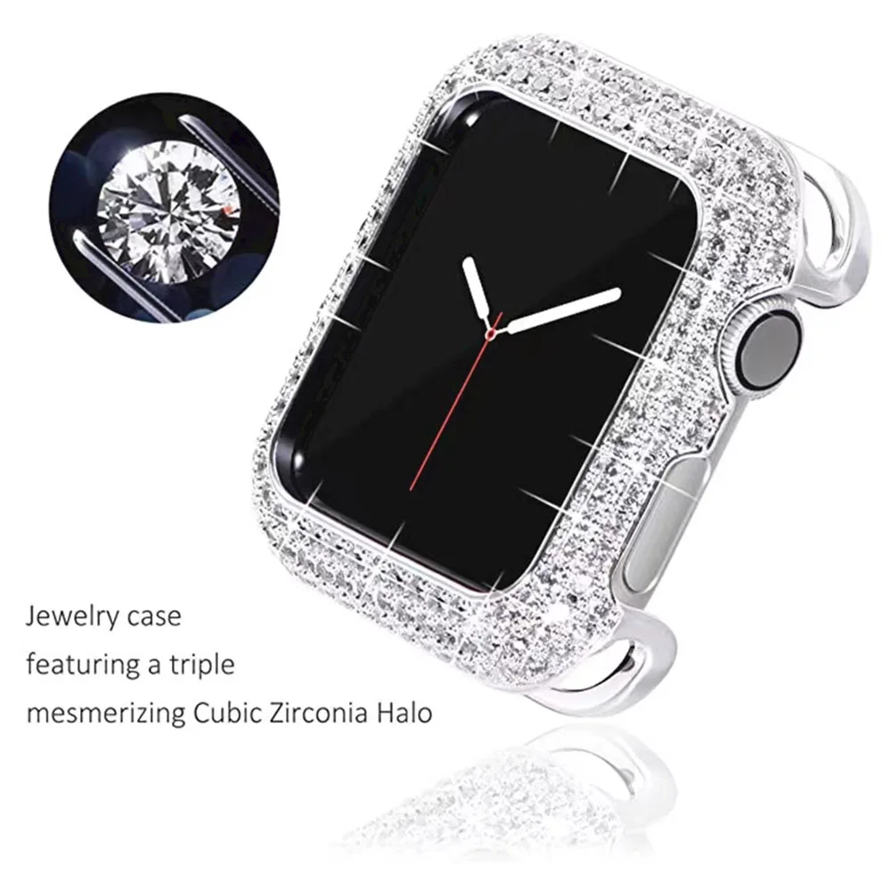 Diamond Case for Apple Watch 45mm 41mm 44mm 40mm 42mm 38mm for iWatch Series 9 8 7 6 5 4 3 SE Omni-directional Protective Shell