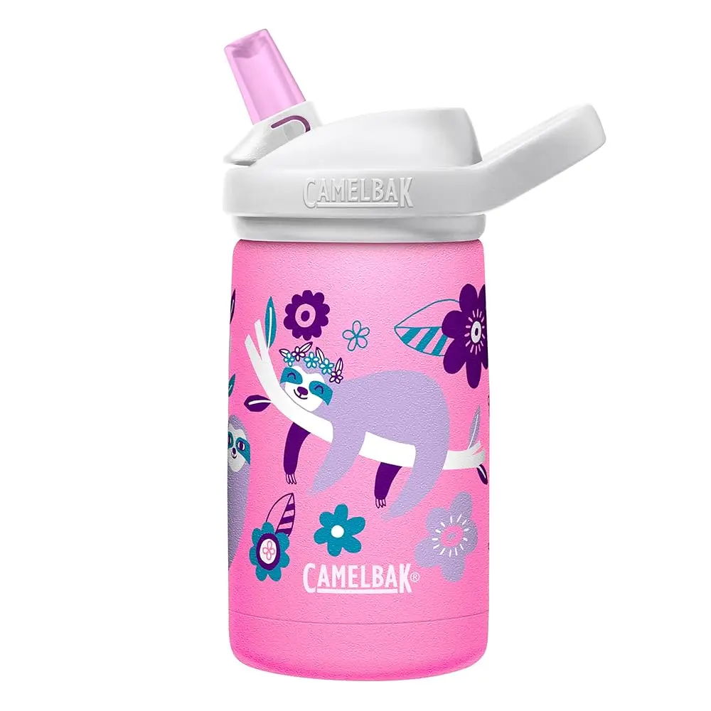 

Детская бутылка для воды Eddy+ Kids с клапаном-непроливайкой и соломинкой, изолированная, из нержавеющей стали, Flowerchild Sloth, 12 унций