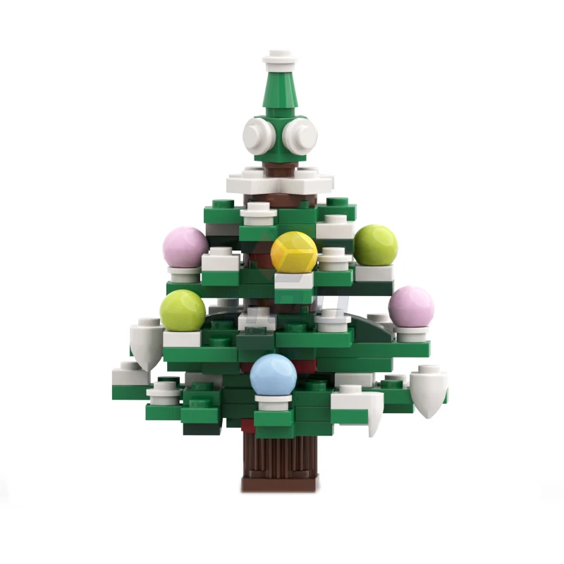 Winter Tree Model Building Blocks Xmas City Street Snow Scene Assembly MOC Bricks Creative Kid DIY Toy Christmas Children Gifts