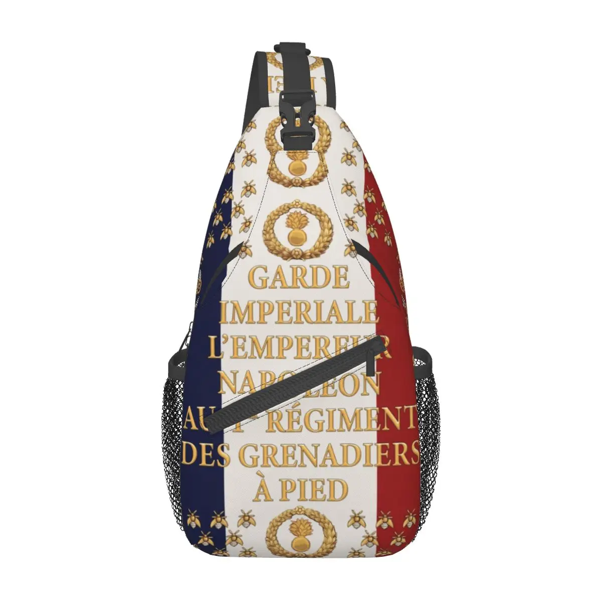 Mochila de hombro de la bandera francesa, morral de hombro cruzado en el pecho, mochilas de día de senderismo, bolsos casuales Garde Imperiale