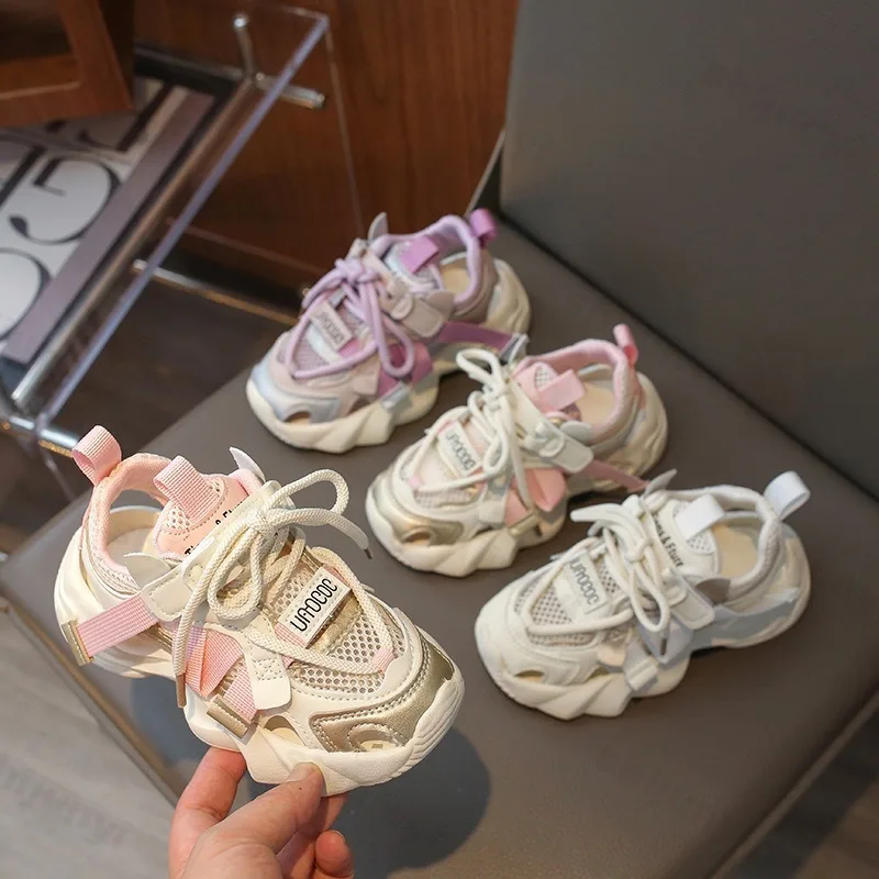 

Girls' Sports Sandals Children Sneaker 2025 Summer Breathable Mesh Anti Slip Outdoor Kids Fashion Student Casual Shoes Sandals