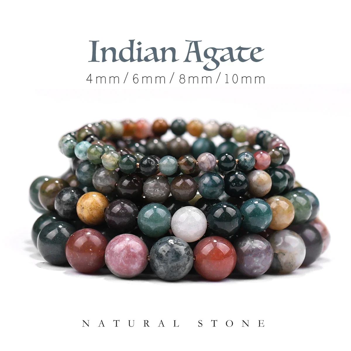 

Indian Agate Natural Stone Beads Round Loose Spacer Beads For Jewelry Making DIY Charm Bracelet Necklace Accessories 1 Strip