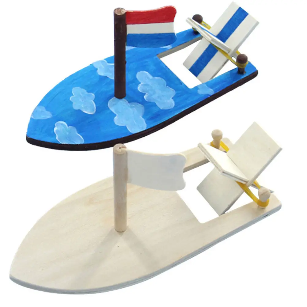 

4Set Blank Wooden Sailing Boat Craft Set Thick Lightweight Design for DIY Painting Drawing Graffiti Desktop Decoration School
