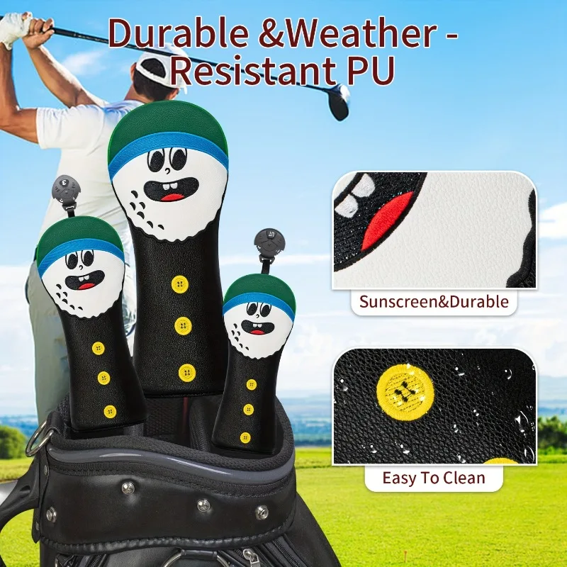 Couvre-tête de club de golf de style Bean Ball Design, couvre-tête de golf – Convient aux amateurs de plein air masculins et féminins, durable