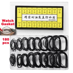 180pcs Watch Gasket Back Case Rubber Waterproof O-Ring Watch Repair Tool Bottom Cover Sealing Ring for Watchmaker 0.5mm 0.6mm