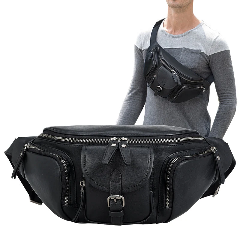 Imagem -06 - Designer Peito Pacotes Bolsa de Peito dos Homens à Prova d Água Lazer Ciclismo Crossbody Bolsa de Cintura de Couro Camada Superior de Homens Bolsa Masculino Mais Novo