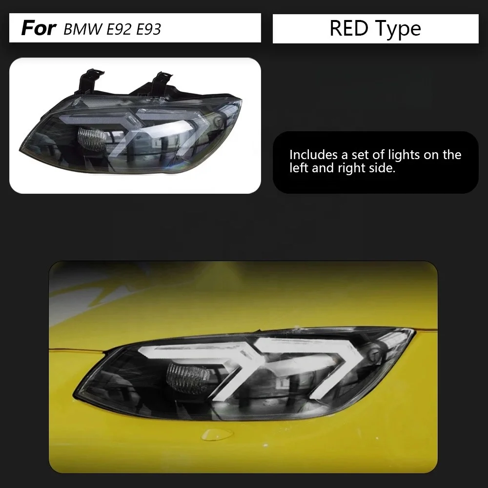 For BMW E92 LED Headlight 2011-2013 Headlights 330I 335I DRL Turn Signal High Beam Angel Eye Projector Lens Head Lamp Upgrade