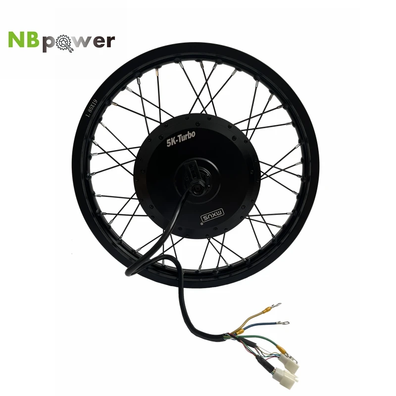 MXUS 5K-Turbo 72V 55H 5000W 17/18/19/21inch BLDC Hub Motor Wheel Dropout 150mm for Electric Bicycle Motorcycle Conversion