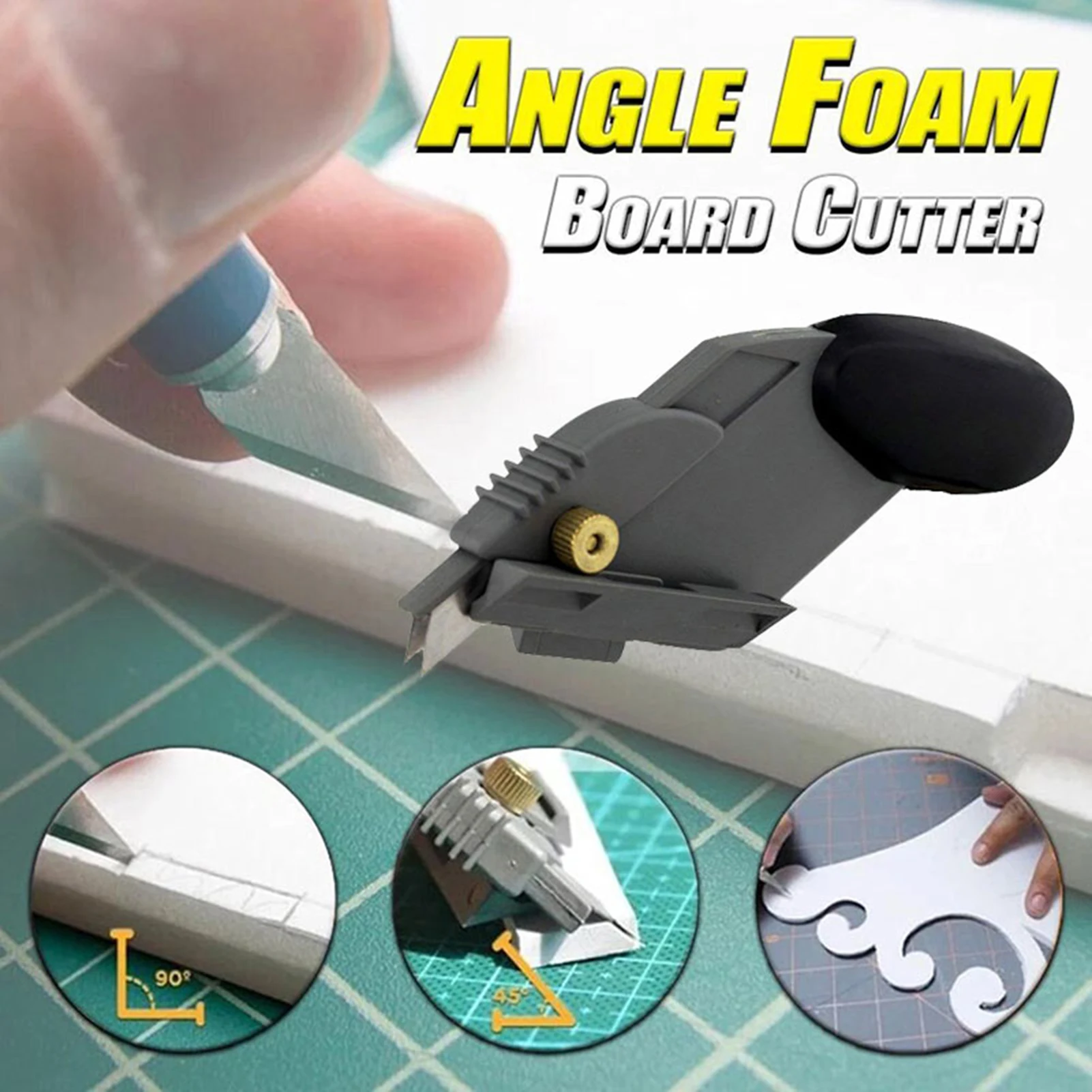 Angle Foam Board Cutter with Adjustable Blade Depth & Durable Thermoplastic Resin Body Cutter for Cutting Beveled Edges at