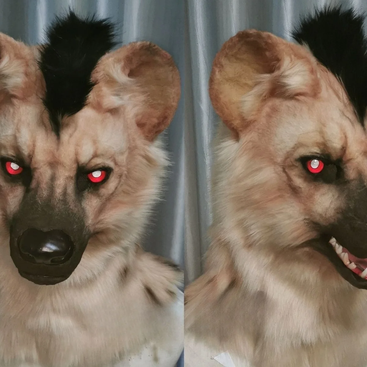 Fursuit Head Base Realistic Hyena Movable Jaw Skull Costume 3D Printing Furry Animal Head Shell DIY Accessories Cosplay Props