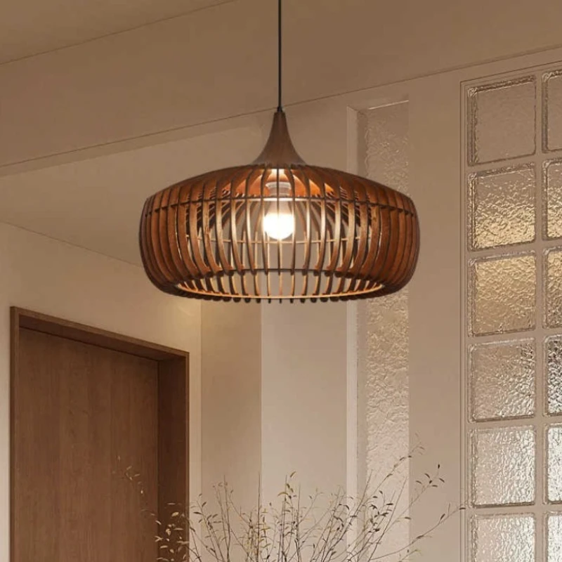 Dine Log Wood Pendant Light Birdcage Denmark Designer Lamp for Dining Room Study Living Room Table Decoration Loft Lighting