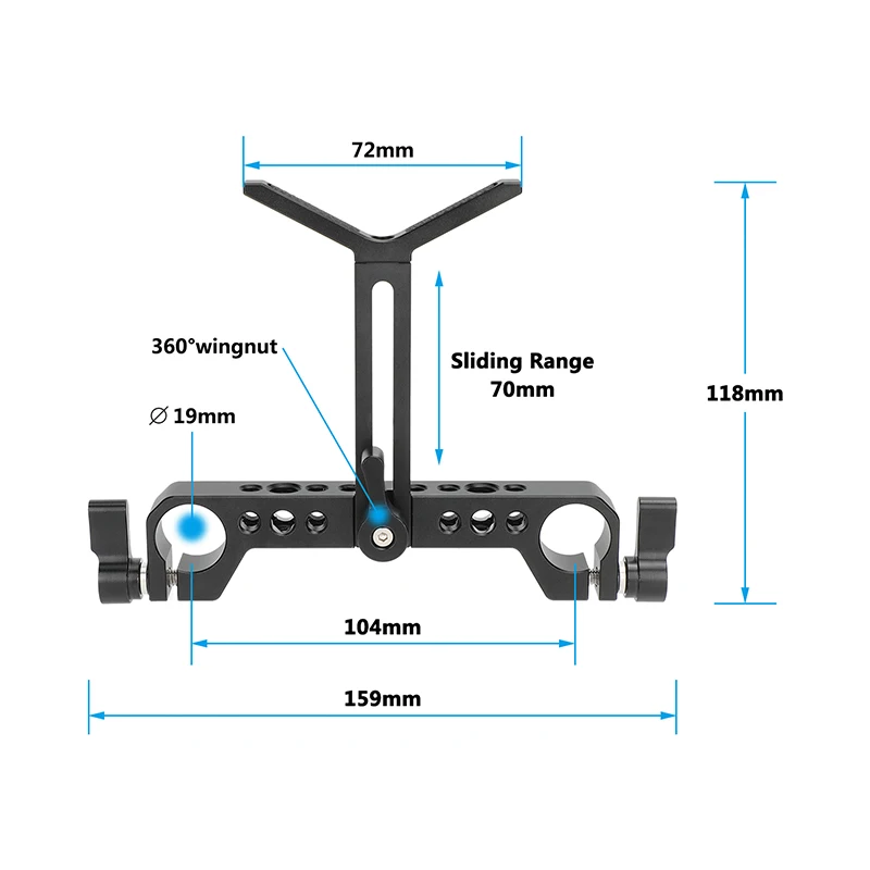 Camvate กล้องเลนส์รูปตัว Y 19มม. รองรับความสูงของตัวยึดตัวจับปรับความสูงได้สำหรับ DSLR sholuder MOUNT MOUNT MOUNT MOUNT 19มม. ระบบรองรับราง LWS