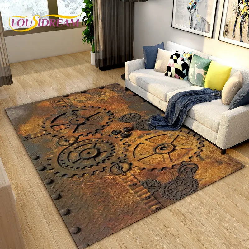 

3D Steampunk Mechanical Cogs Gears Area Rug Large,Carpet Rug for Living Room Bedroom Sofa,Kitchen Doormat Non-slip Floor Mat