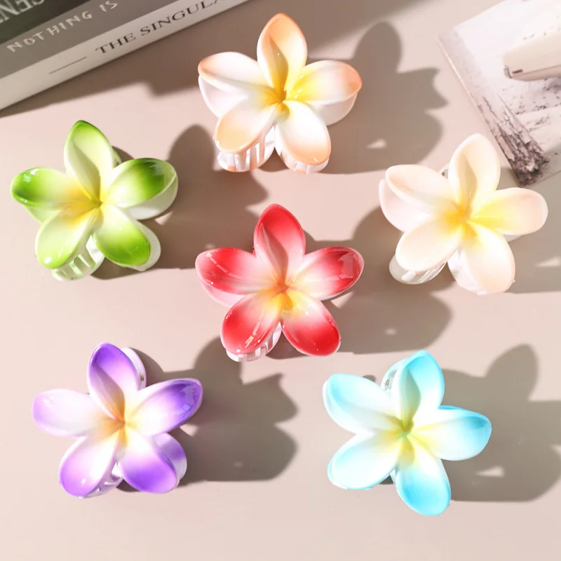 Fermaglio per capelli con fiore squisito di fascia alta Plumeria in colore sfumato