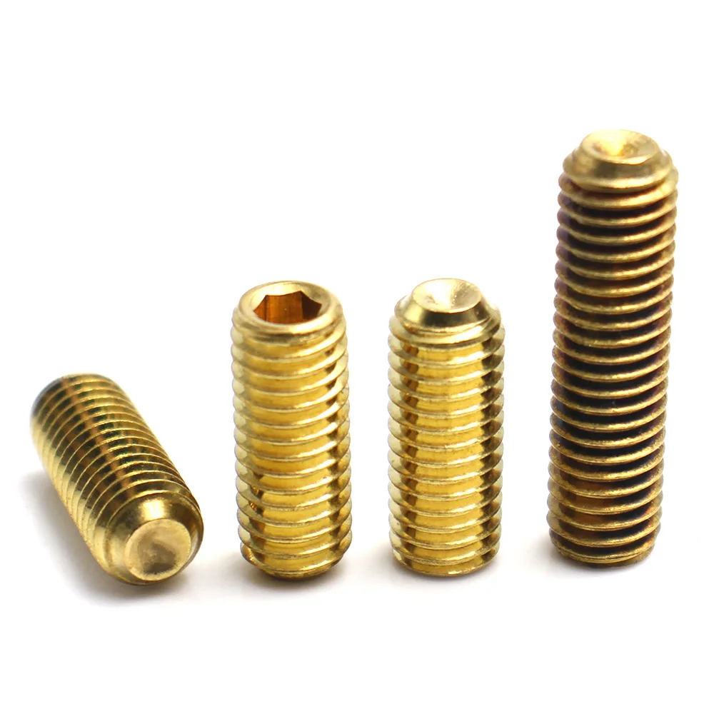 5-20pcs M2 M3 M4 M5 M6 M8 M10 M12 Brass Hex Socket Set Screws Allen Headless Grub Screws Metric Thread Rohs