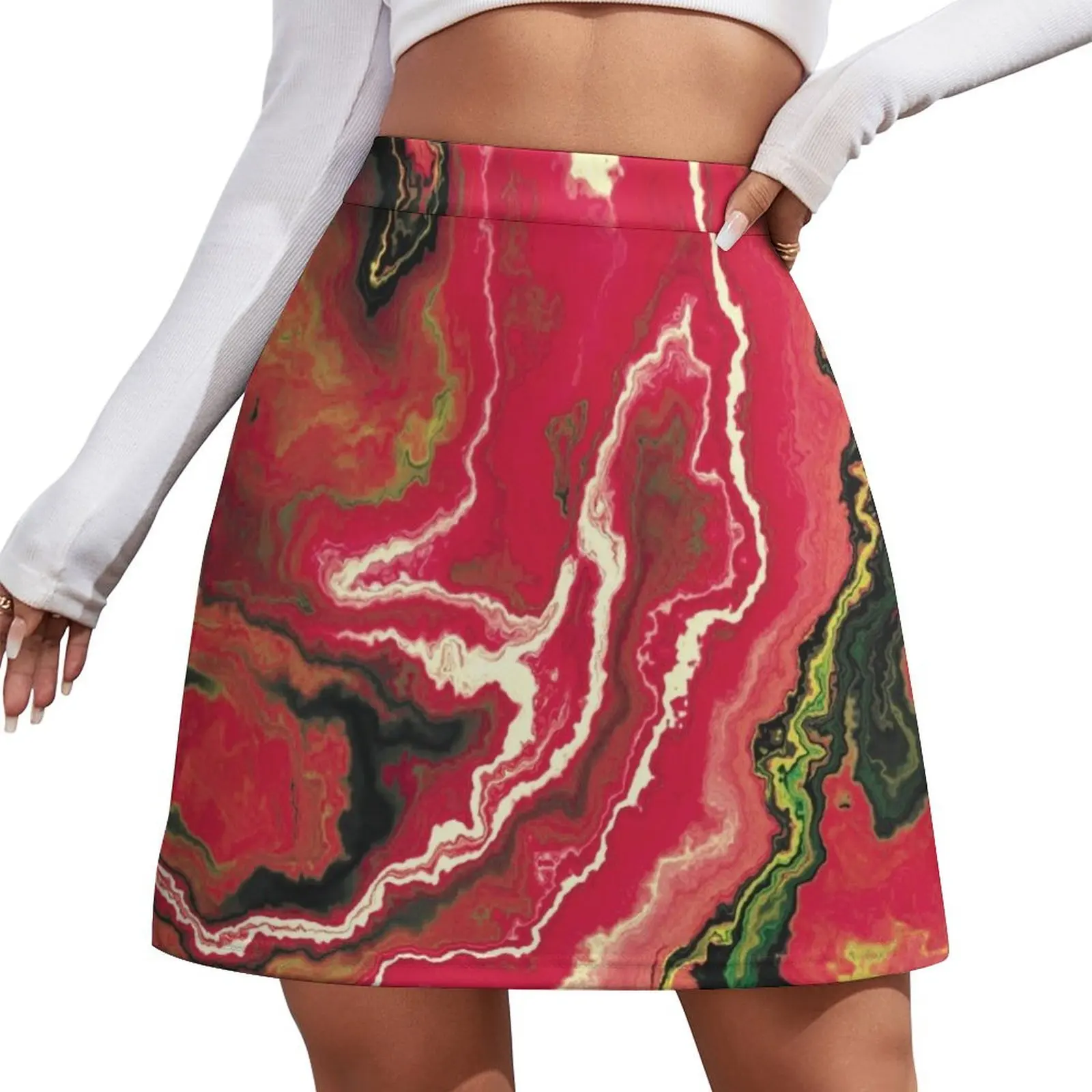 

Fuchsia marble with glitch Mini Skirt festival outfit women midi skirt for women Kawaii