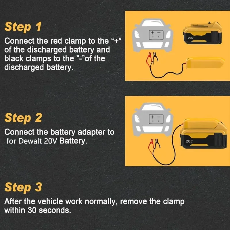 Automotive emergency power kits For Milwaukee/Dewalt 18VLi-ion Battery Car Jumper Starter Line 8 Gauge 6.5Ft Car Battery Igniter