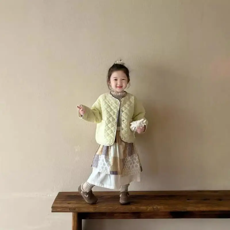 

Осенне-зимняя тонкая стеганая куртка для девочек, однотонное теплое пальто, удобная легкая детская одежда для детей от 7 до 12 лет, простая