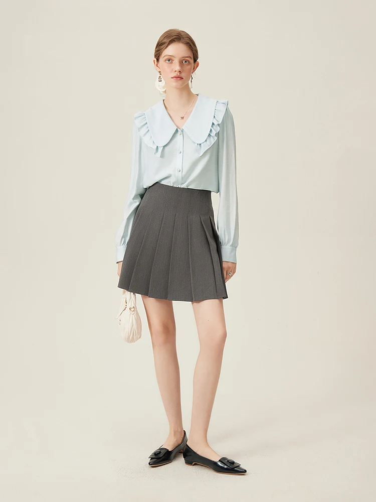 FSLE Sweet Style Big Doll Collar Long-sleeved Shirt for Women Spring French Design Age-reducing Top Shirts Female 24FS11216