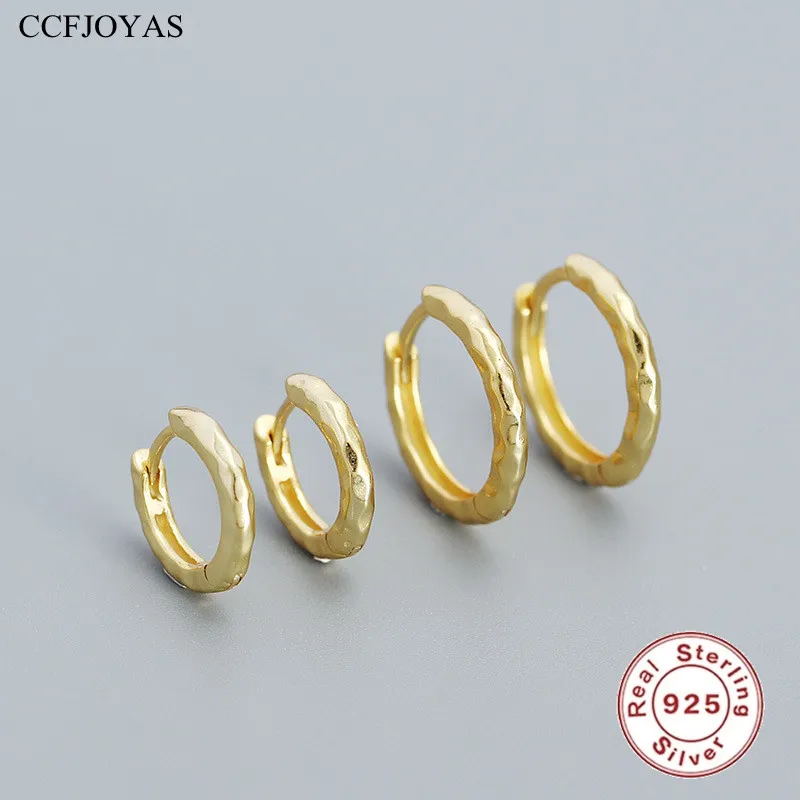 CCFJOYAS 8.5/12 mm 925 Sterling Silver Baroque style Irregular Hoop Earrings for Women European and American Fine Jewelry Gift