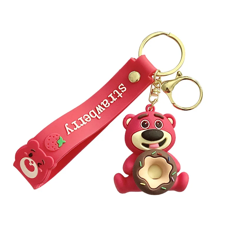 ミニソの小さなギフト：絶妙で高級感のあるキュートなイチゴベアの抱っこデザート、キーホルダーバッグペンダント、漫画風カーキーホルダー