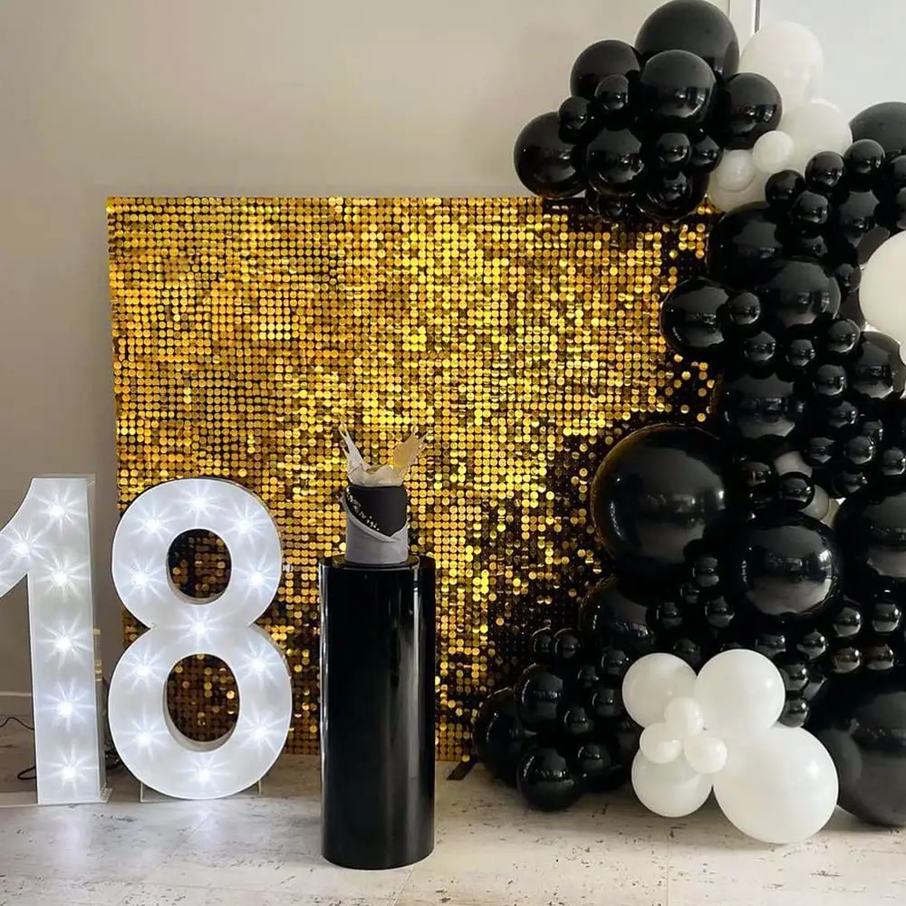 24 Panels Round Sequin Shimmer Wall Backdrop for Birthday Decorations Home Decorative Panels Graduation Wedding Party Supplies